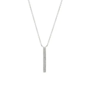 0.15 CT Natural Diamond Bar Necklace Pendant 14K White Gold