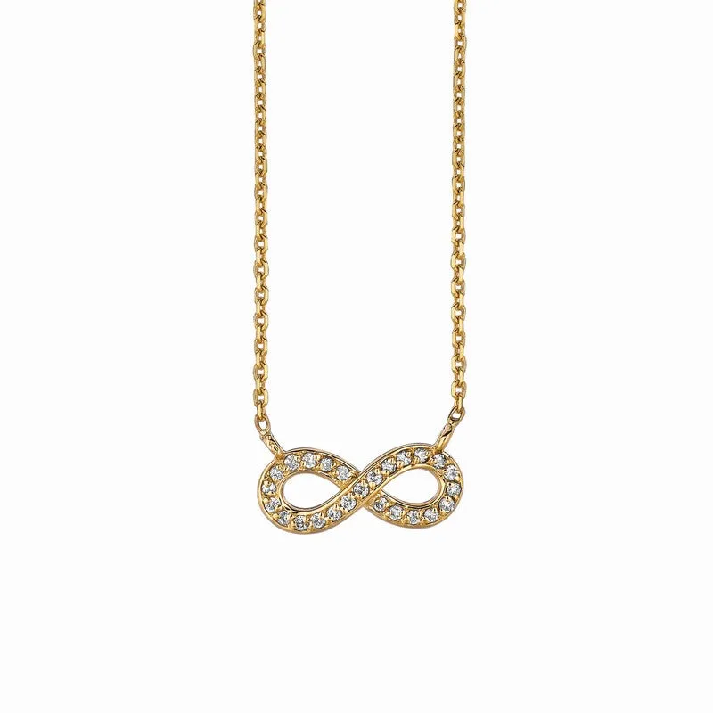 0.15 CT NATURAL DIAMOND INFINITY NECKLACE 14K GOLD G SI 18” CHAIN