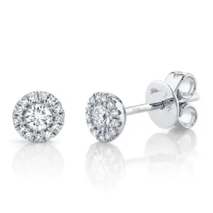 0.24ctw Diamond Halo Earring, 14K White Gold