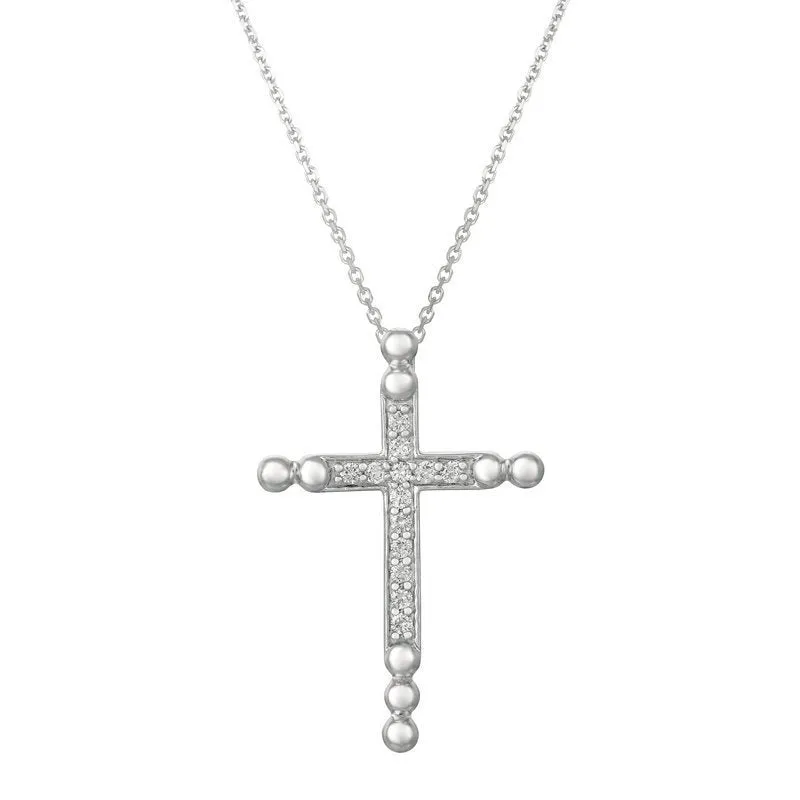 0.25 Carat Natural Diamond Cross Pendant Necklace 14K Yellow Gold G SI 18'' chain