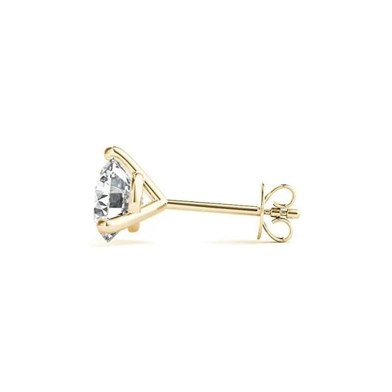 0.25 cttw - 6 cttw | Lab Grown Diamond with 14K White/Yellow/Rose Gold | 3 Prong Martini | Round Diamond Stud Earring for Women | D-E-F Color, VS-VVS Clarity