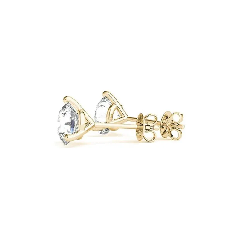 0.25 cttw - 6 cttw | Lab Grown Diamond with 14K White/Yellow/Rose Gold | 3 Prong Martini | Round Diamond Stud Earring for Women | D-E-F Color, VS-VVS Clarity