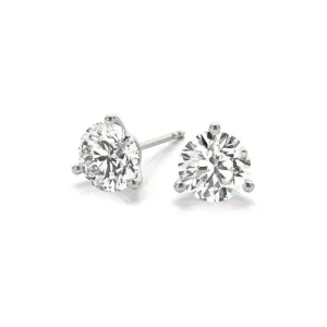 0.25 cttw - 6 cttw | Lab Grown Diamond with 14K White/Yellow/Rose Gold | 3 Prong Martini | Round Diamond Stud Earring for Women | D-E-F Color, VS-VVS Clarity