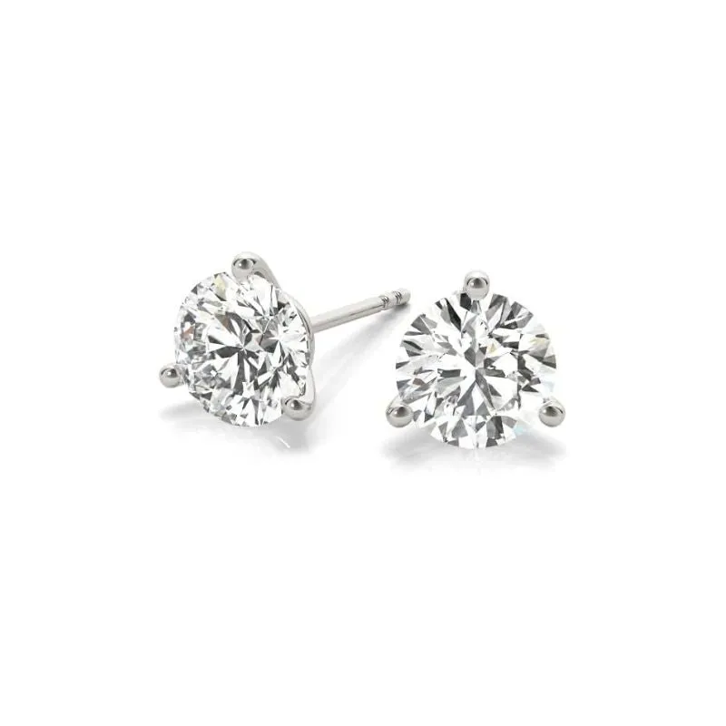 0.25 cttw - 6 cttw | Lab Grown Diamond with 14K White/Yellow/Rose Gold | 3 Prong Martini | Round Diamond Stud Earring for Women | D-E-F Color, VS-VVS Clarity