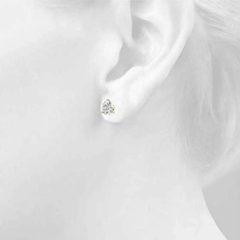 0.25 cttw - 6 cttw | Lab Grown Diamond with 14K White/Yellow/Rose Gold | 3 Prong Martini | Round Diamond Stud Earring for Women | D-E-F Color, VS-VVS Clarity