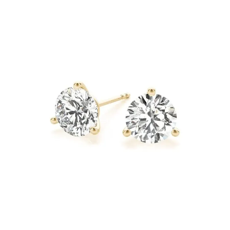 0.25 cttw - 6 cttw | Lab Grown Diamond with 14K White/Yellow/Rose Gold | 3 Prong Martini | Round Diamond Stud Earring for Women | D-E-F Color, VS-VVS Clarity