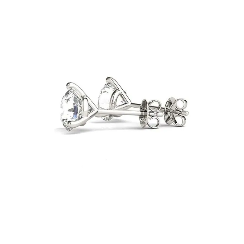 0.25 cttw - 6 cttw | Lab Grown Diamond with 14K White/Yellow/Rose Gold | 3 Prong Martini | Round Diamond Stud Earring for Women | D-E-F Color, VS-VVS Clarity