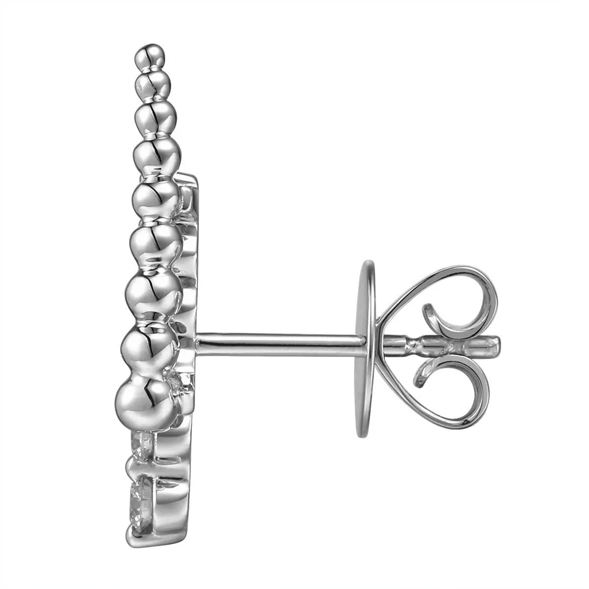 0.30CT T.W. White Gold Beaded Climber Double Row Diamond Earrings
