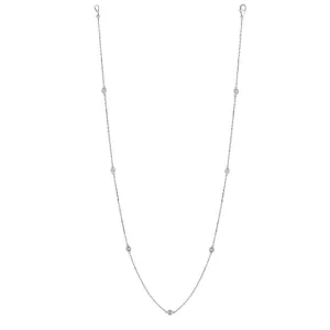0.38 Carat Diamond by the Yard Necklace G SI 14K White Gold 7 stations 18 inches