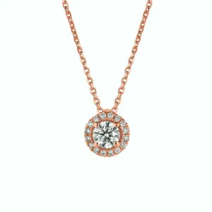 0.40 Carat Natural Diamond Halo Necklace 14K Rose Gold G SI 18 inches chain