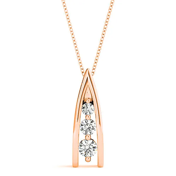 0.45 ctw Round Diamond Three Stone Necklace Pendant
