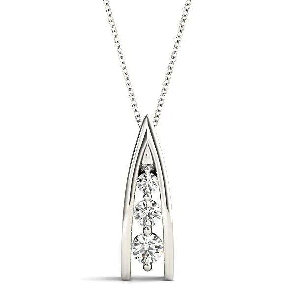0.45 ctw Round Diamond Three Stone Necklace Pendant
