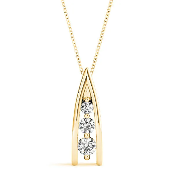 0.45 ctw Round Diamond Three Stone Necklace Pendant