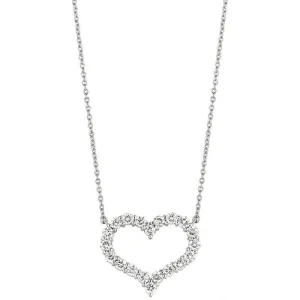 0.50 Carat Natural Diamond Heart Necklace 14K White Gold G SI 18'' chain