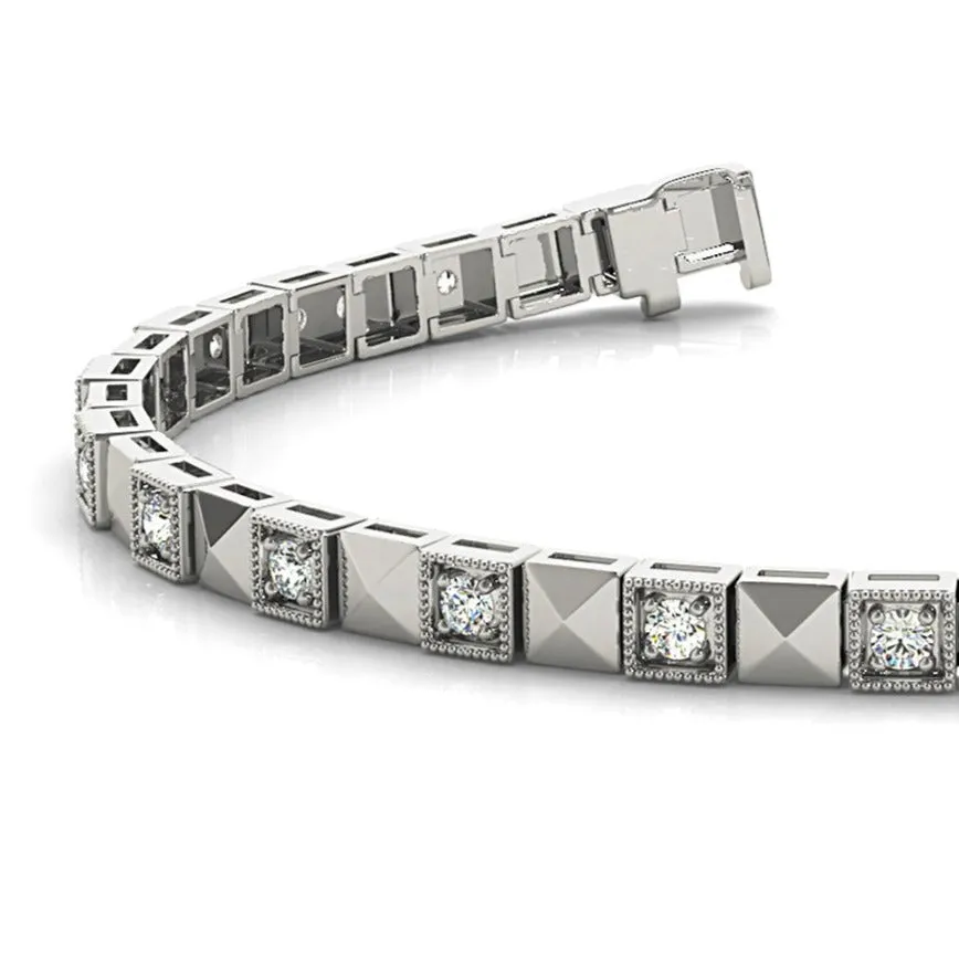 0.50 ct. Diamond Vintage Inspired Tennis Bracelet Milgrain Prong Set