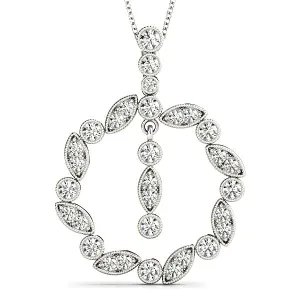 0.62 ctw Diamond Milgrain Circle Necklace Pendant