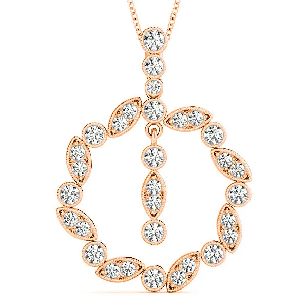 0.62 ctw Diamond Milgrain Circle Necklace Pendant