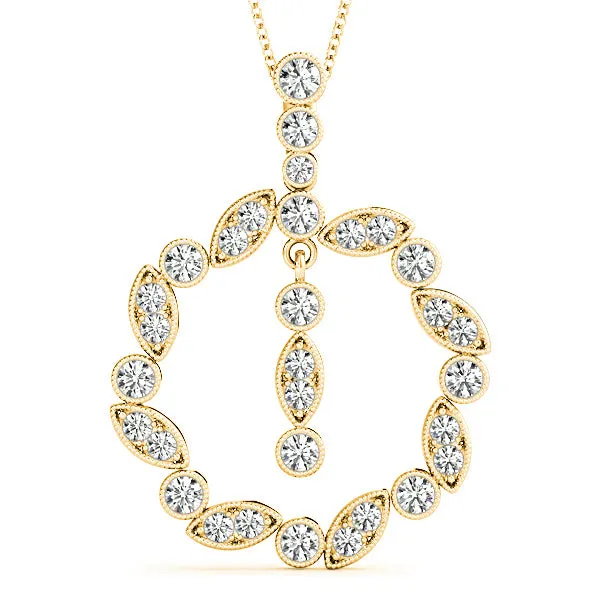 0.62 ctw Diamond Milgrain Circle Necklace Pendant