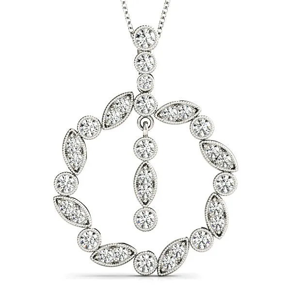 0.62 ctw Diamond Milgrain Circle Necklace Pendant