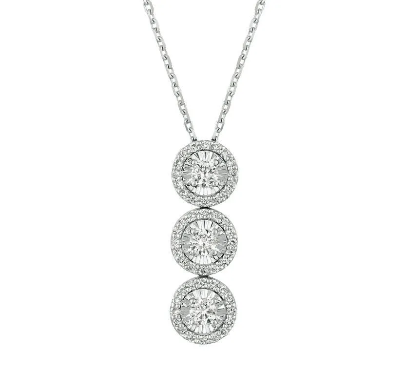 0.80 Carat Natural Diamond Pendant Necklace 14K White Gold G SI 18'' chain