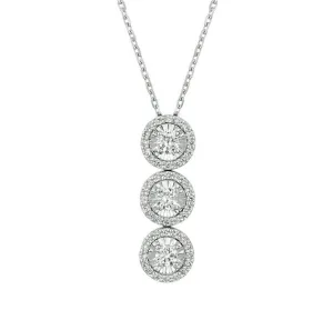 0.80 Carat Natural Diamond Pendant Necklace 14K White Gold G SI 18'' chain