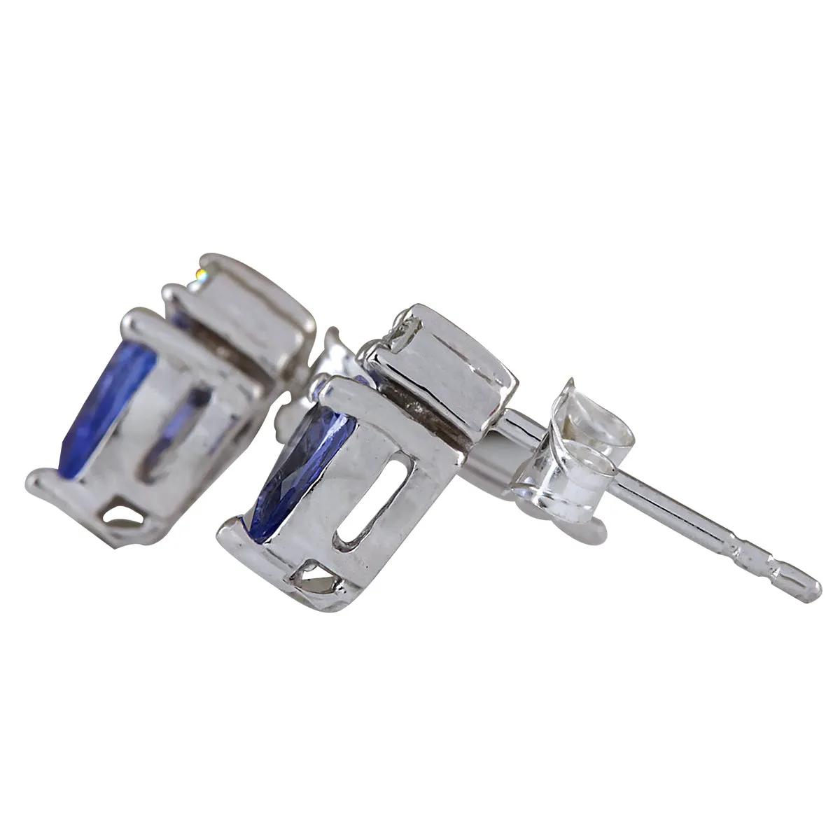 0.88 Carat Natural Tanzanite 14K White Gold Diamond Earrings