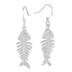0.93 Carat Diamond Fish Bone Earrings in 14k White Gold