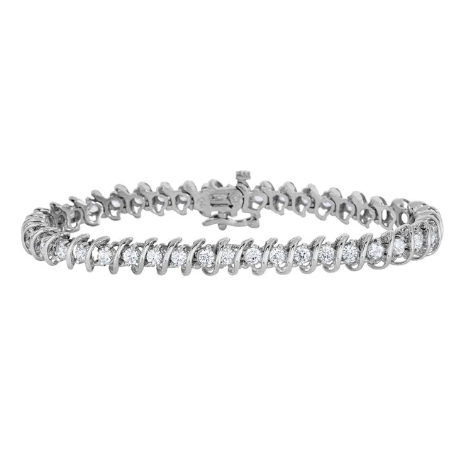 1-1/7 CTW Natural Diamond 8-inch Tennis Bracelet in 10KT White Gold