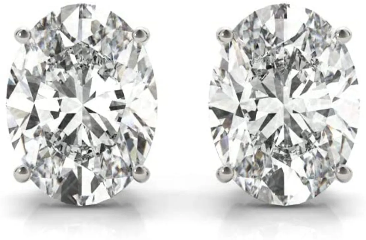 1 Carat - 6 Carat | 14K Gold | IGI Certified Lab Grown Solitaire Diamond Stud Earrings | Oval Shape Push Back Prong Setting | Diamonds Stud Earring for women| F-G Color, VS1-VS2 Clarity
