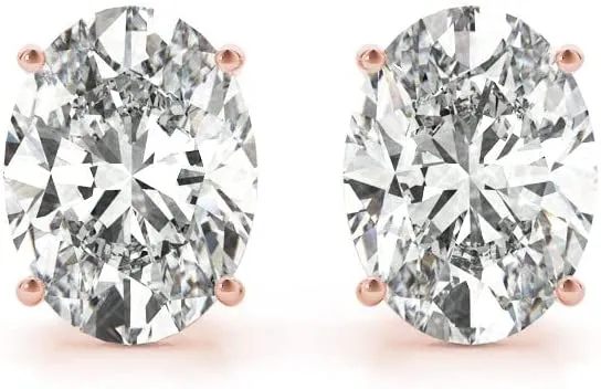 1 Carat - 6 Carat | 14K Gold | IGI Certified Lab Grown Solitaire Diamond Stud Earrings | Oval Shape Push Back Prong Setting | Diamonds Stud Earring for women| F-G Color, VS1-VS2 Clarity