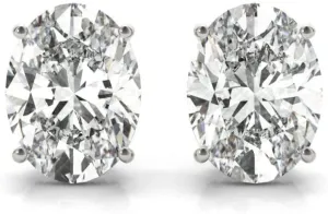 1 Carat - 6 Carat | 14K Gold | IGI Certified Lab Grown Solitaire Diamond Stud Earrings | Oval Shape Push Back Prong Setting | Diamonds Stud Earring for women| F-G Color, VS1-VS2 Clarity