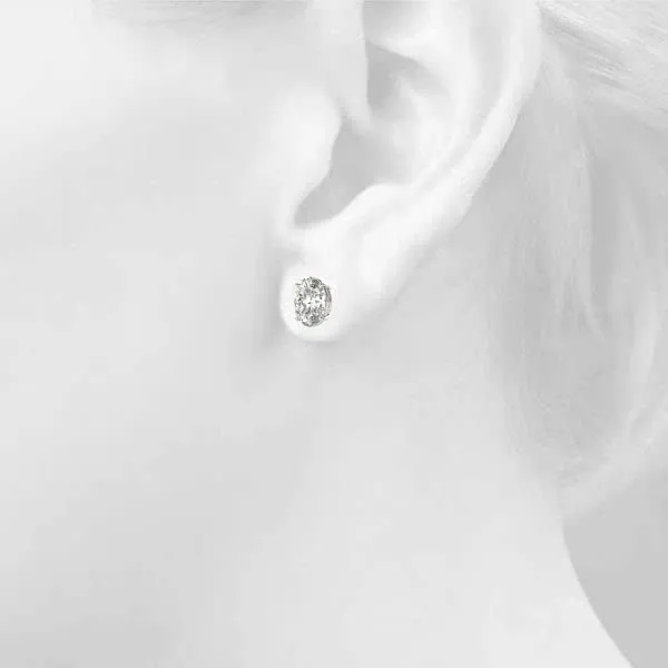 1 Carat - 6 Carat | 14K Gold | IGI Certified Lab Grown Solitaire Diamond Stud Earrings | Oval Shape Push Back Prong Setting | Diamonds Stud Earring for women| F-G Color, VS1-VS2 Clarity
