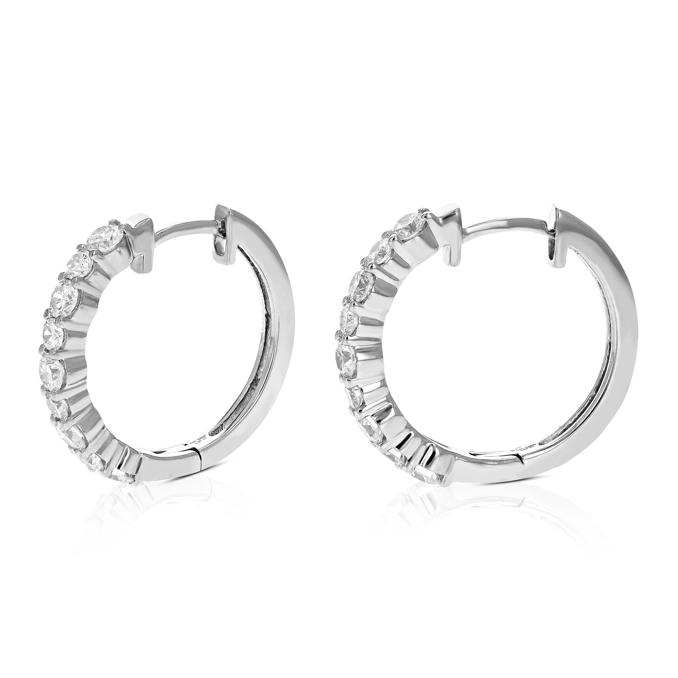 1 cttw Lab Grown Diamond Classic Hoop Earrings in Sterling Silver