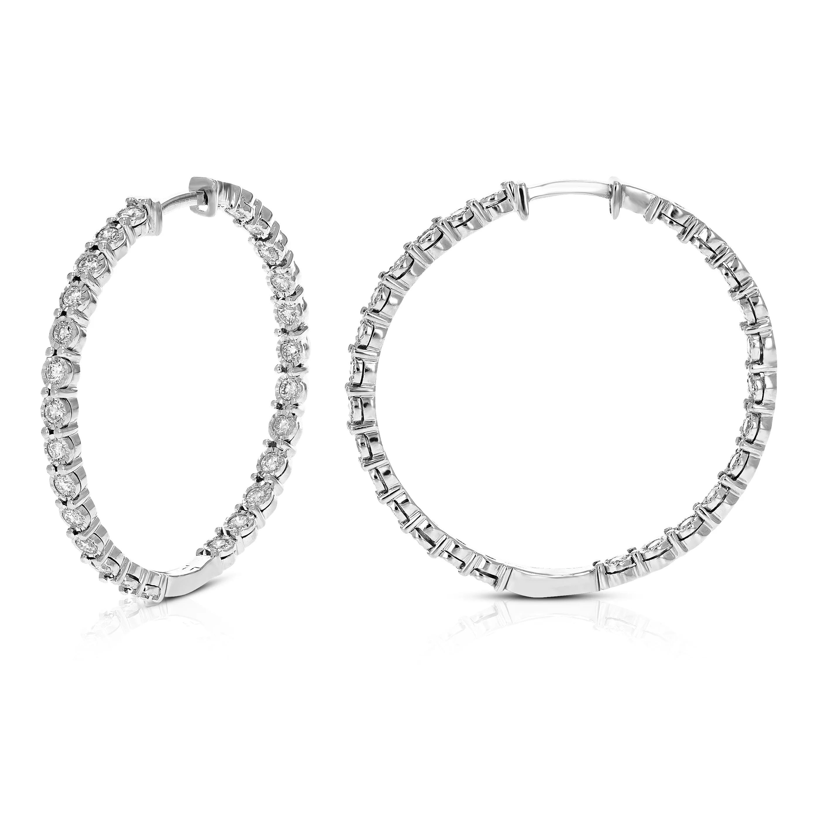 1 cttw Lab Grown Diamond Classic Hoop Earrings in Sterling Silver