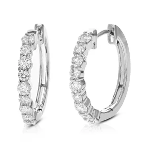 1 cttw Lab Grown Diamond Classic Hoop Earrings in Sterling Silver
