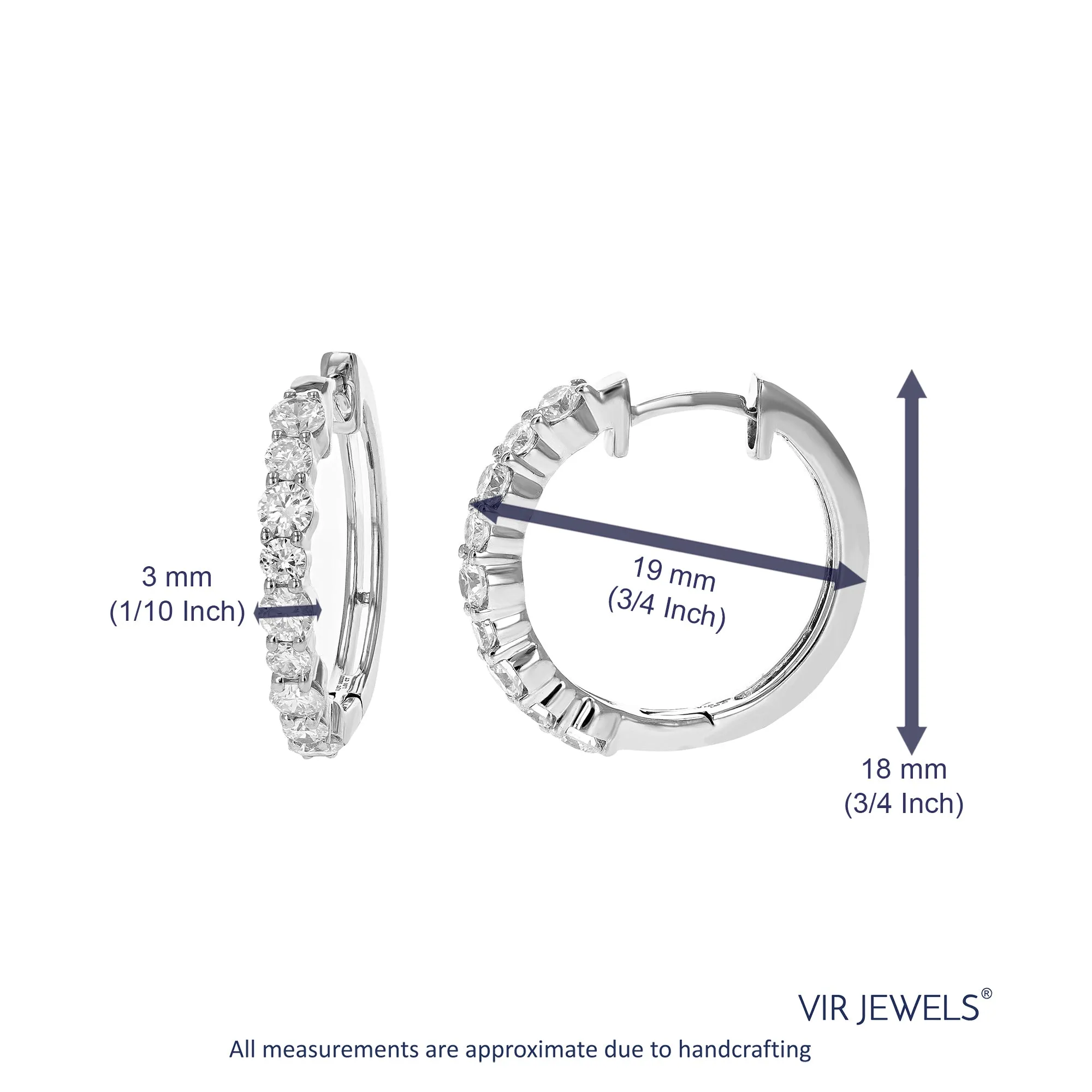 1 cttw Lab Grown Diamond Classic Hoop Earrings in Sterling Silver