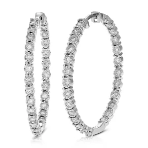 1 cttw Lab Grown Diamond Classic Hoop Earrings in Sterling Silver
