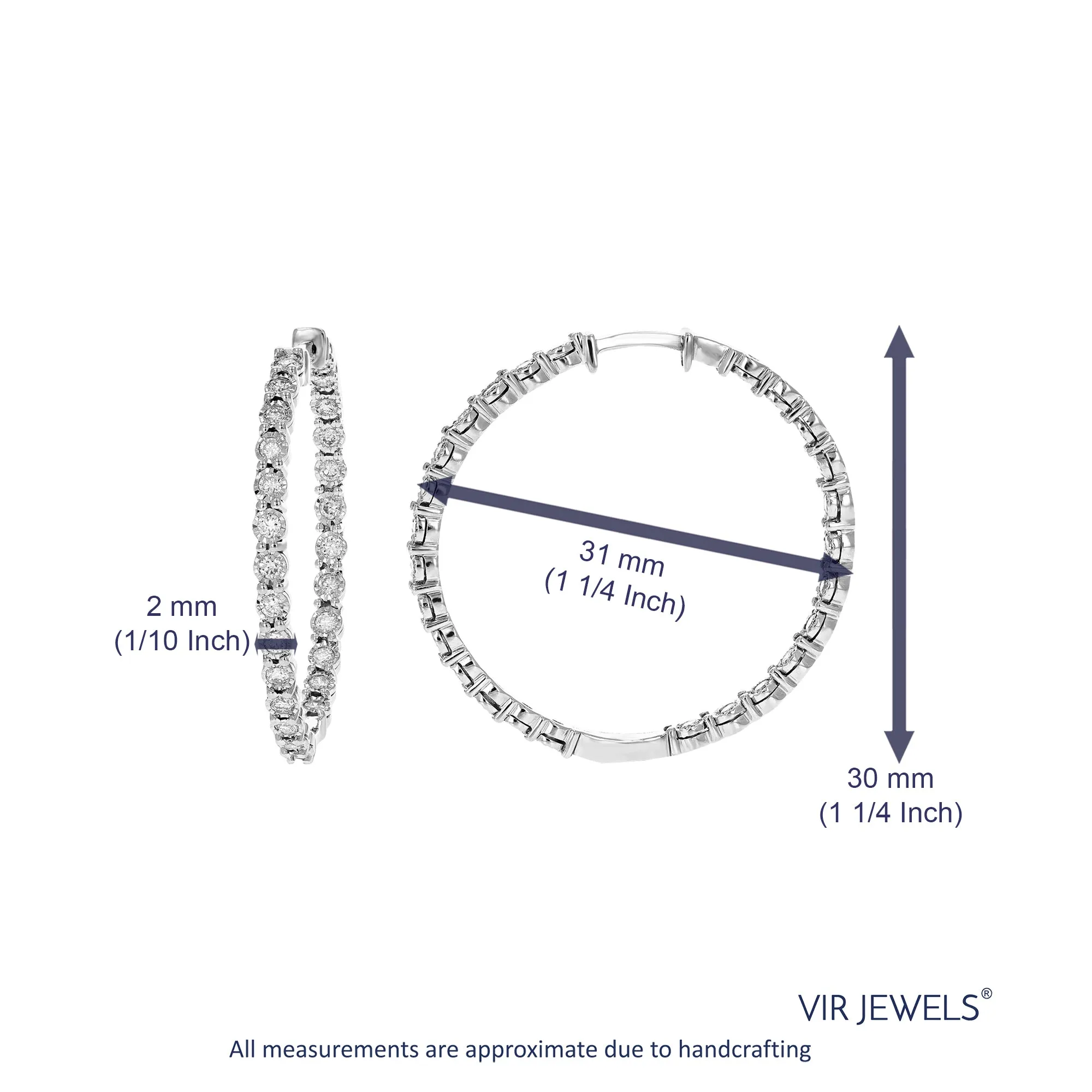 1 cttw Lab Grown Diamond Classic Hoop Earrings in Sterling Silver