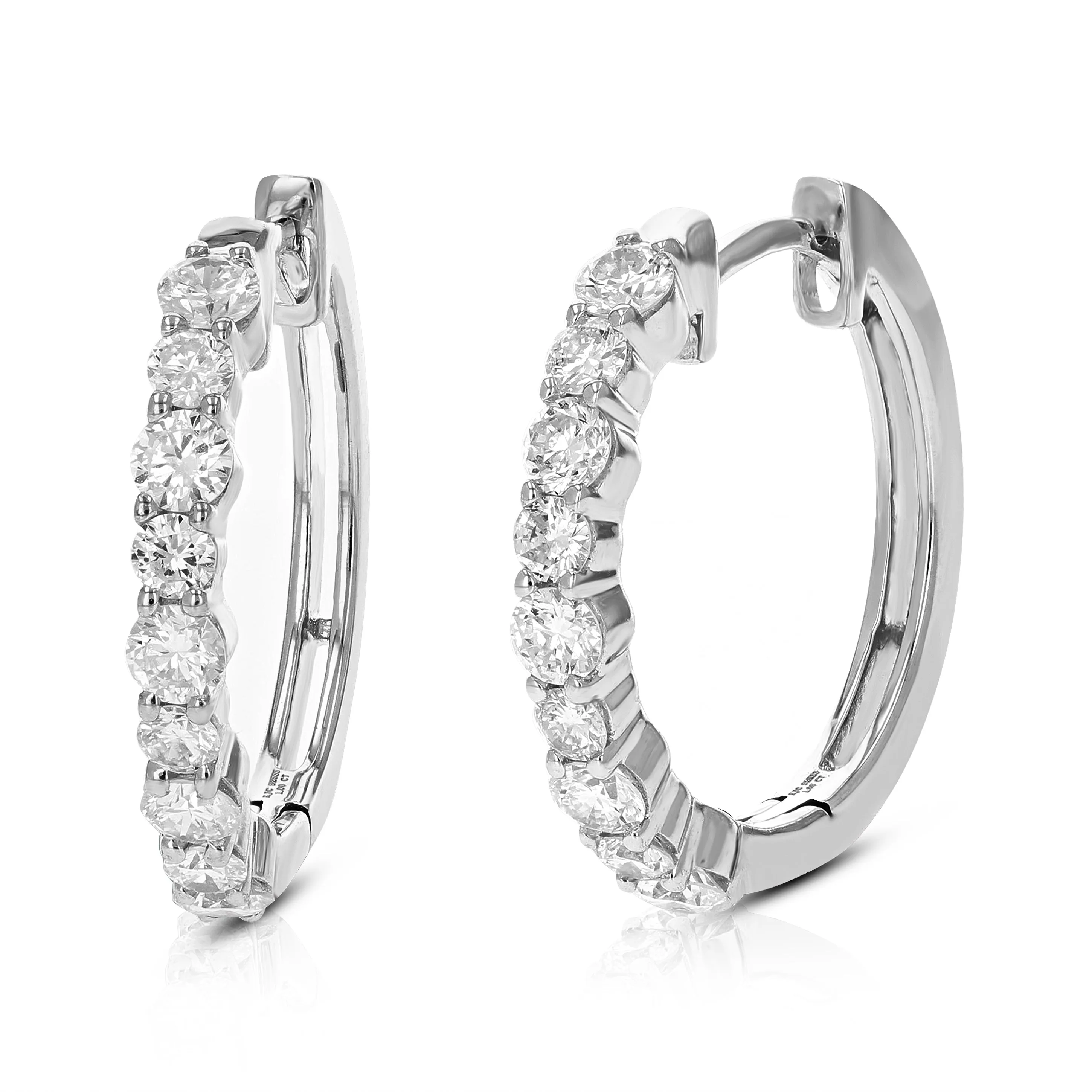 1 cttw Lab Grown Diamond Classic Hoop Earrings in Sterling Silver