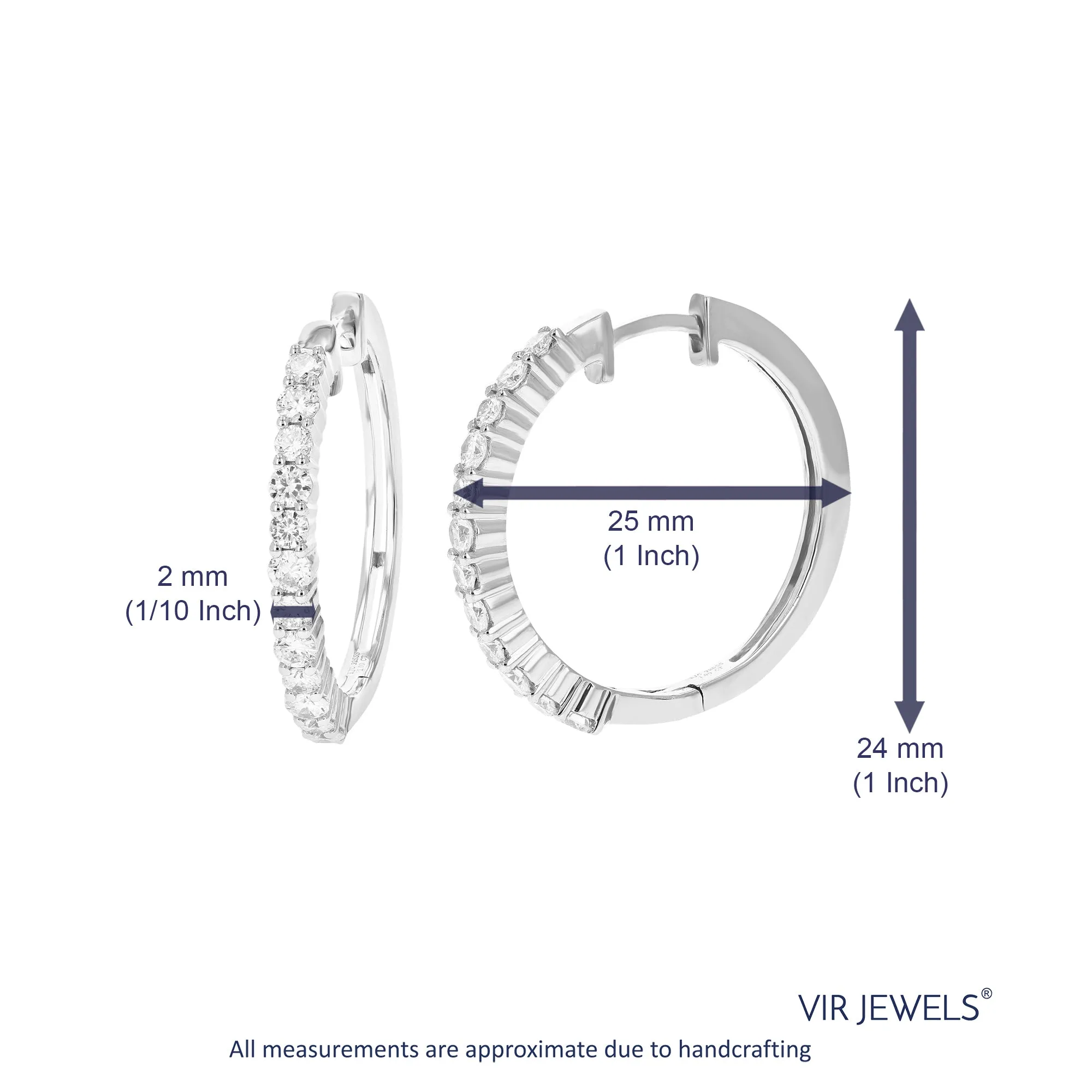 1 cttw Lab Grown Diamond Hoop Earrings in .925 Sterling Silver