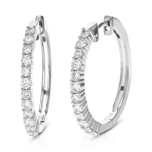 1 cttw Lab Grown Diamond Hoop Earrings in .925 Sterling Silver