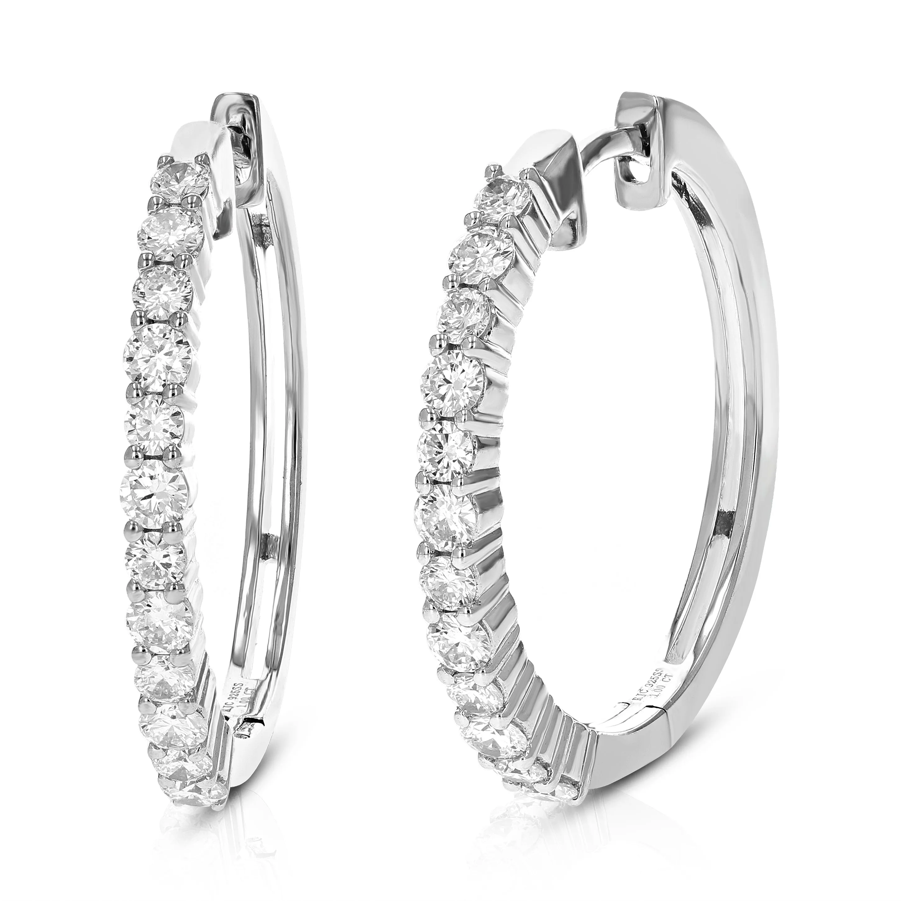 1 cttw Lab Grown Diamond Hoop Earrings in .925 Sterling Silver