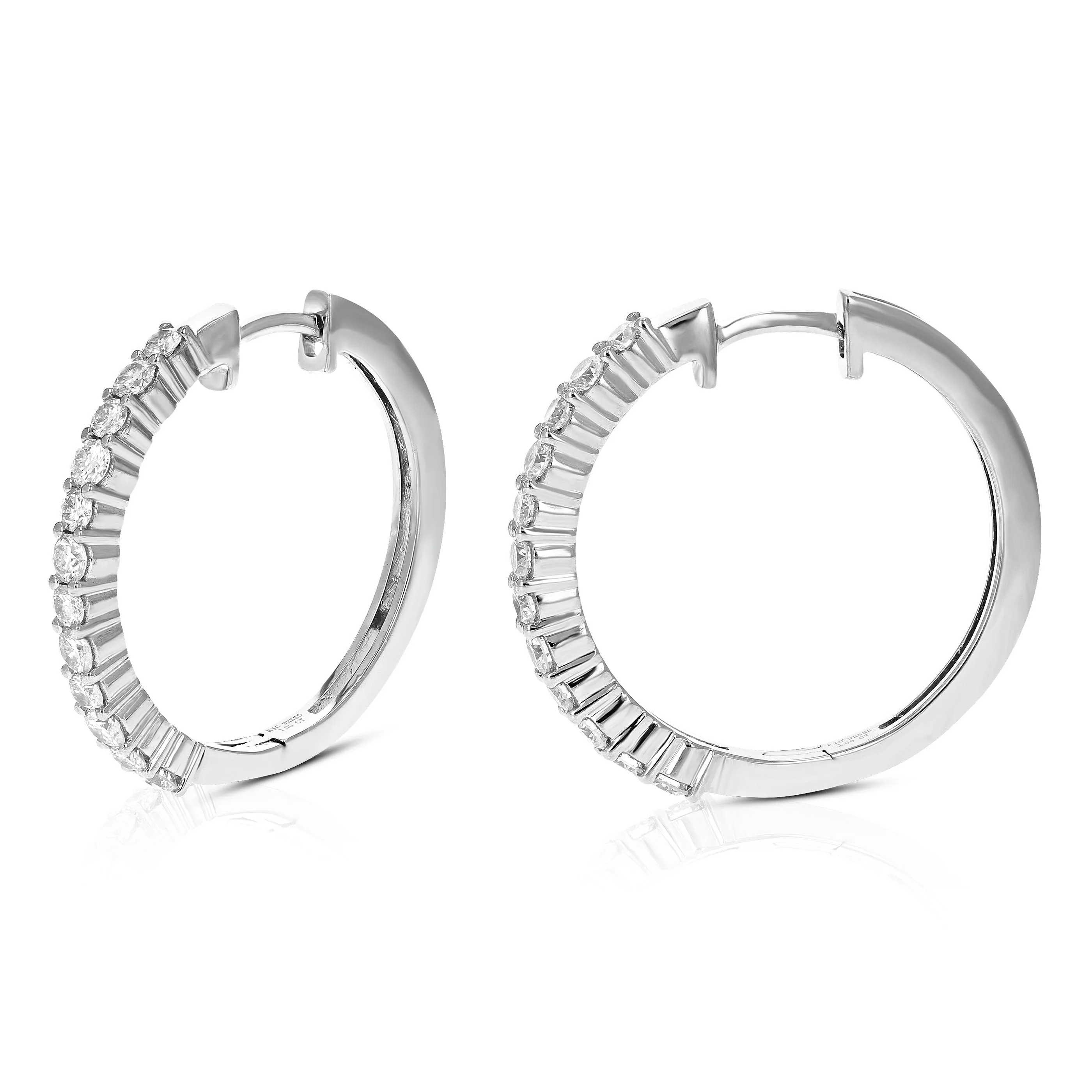 1 cttw Lab Grown Diamond Hoop Earrings in .925 Sterling Silver