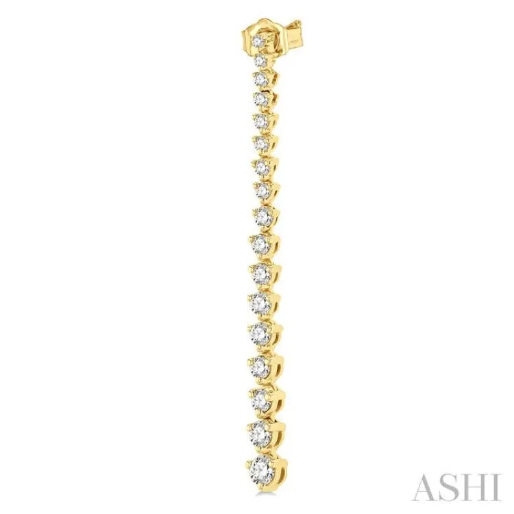 1 ctw Round Cut Diamond Riviera Drop Earring in 14K Yellow Gold