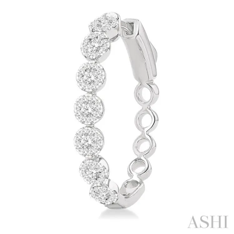 1 ctw Round Cut Lovebright Diamond Hoop Earrings in 14K White Gold