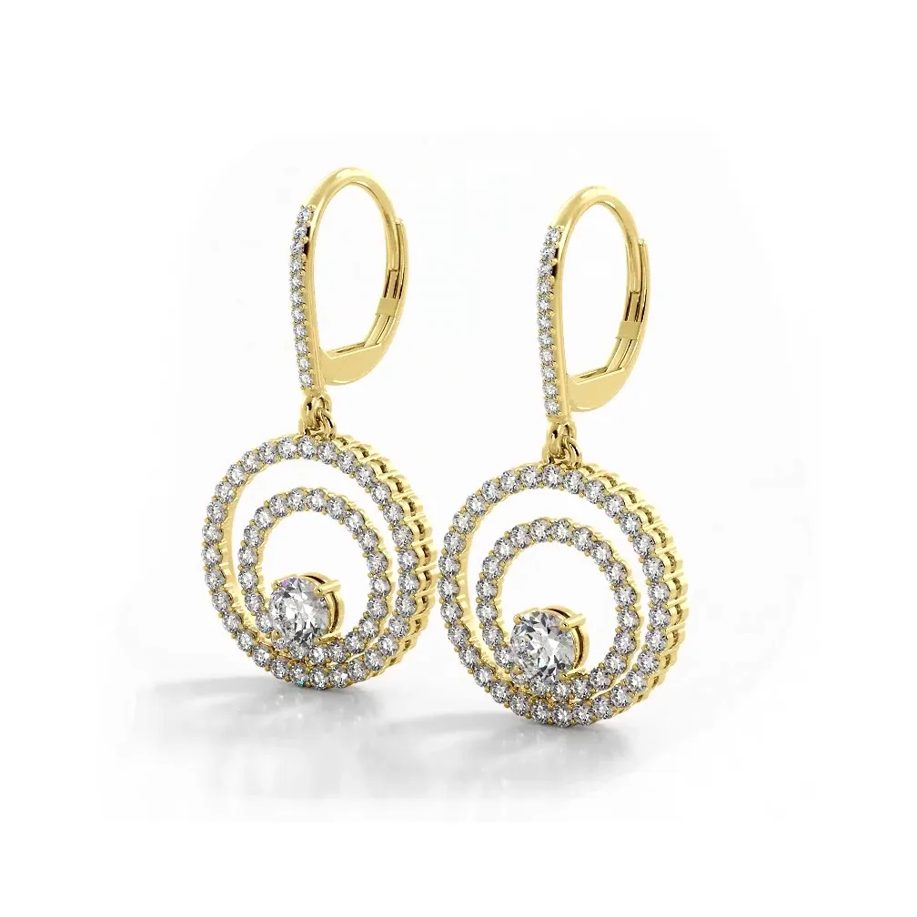 1.0 ctw. Double Circle Diamond Dangling Earrings