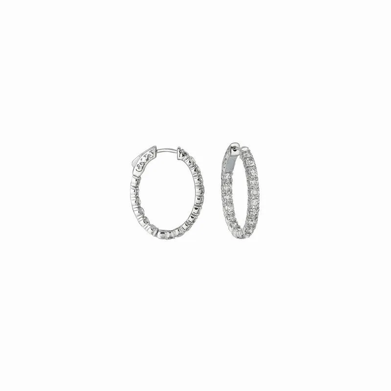 10 POINTER OVAL HOOP EARRINGS 14K GOLD (3.57 CTW)
