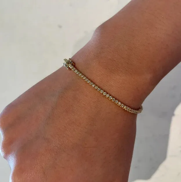 1.00 Carat Natural Diamond Tennis Bracelet G SI 14K Yellow Gold 7'' 92 stones