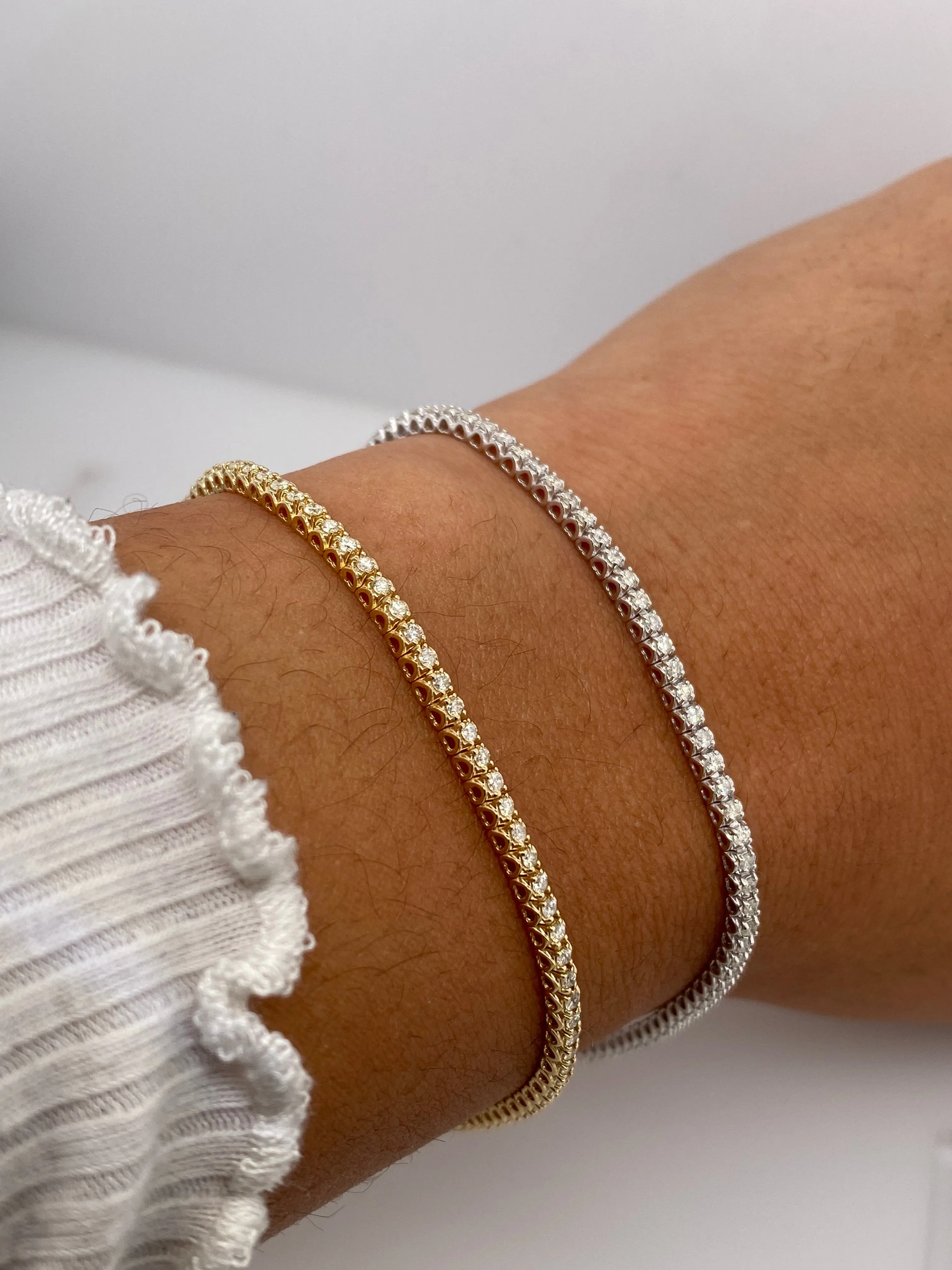 1.00 Carat Natural Diamond Tennis Bracelet G SI 14K Yellow Gold 7'' 92 stones