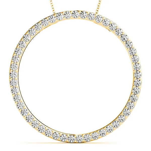 1.00 ctw Diamond Circle Necklace Pendant Pave Set